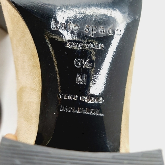 Kate Spade Garden Scalloped Ankle Booties Size 6.5 Tan Suede Pull-On Block Heel - Picture 12 of 15